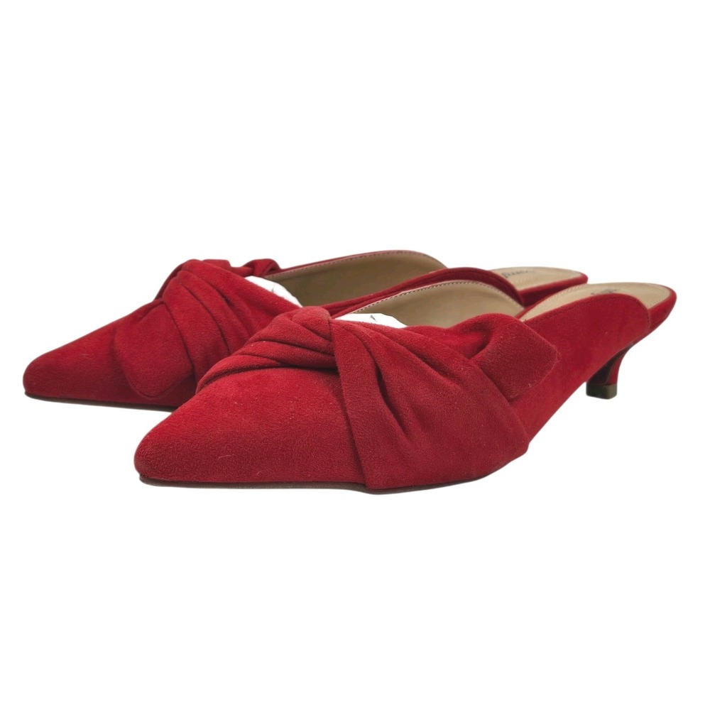 Comfortview Bibiana Red Faux Suede Low Kitten Heel Mules Size 9M NEW No Box